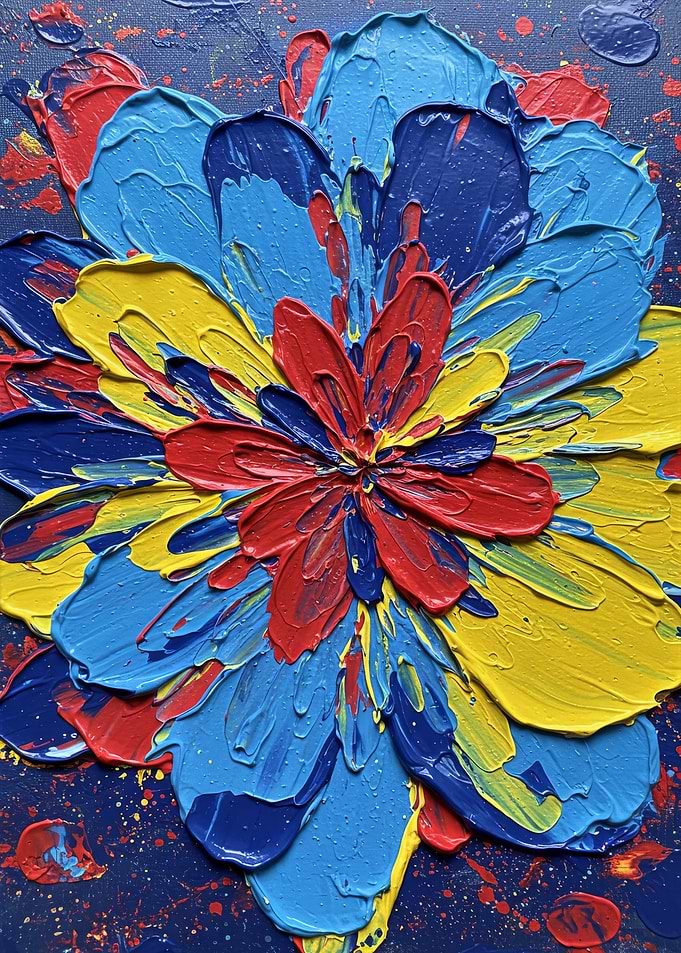 Abstract Floral Painting with Bold Colors