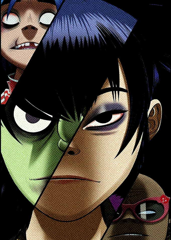 Gorillaz character collage portrait