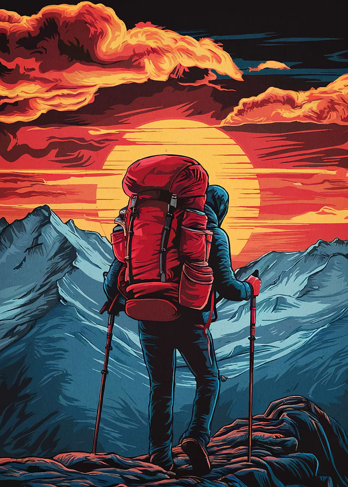 Hiker Backpack Sunset