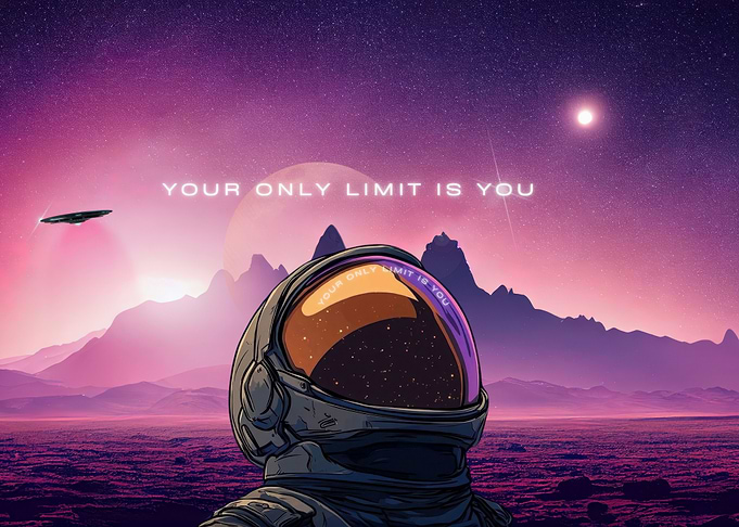 Astronaut in Space with Motivational Quote