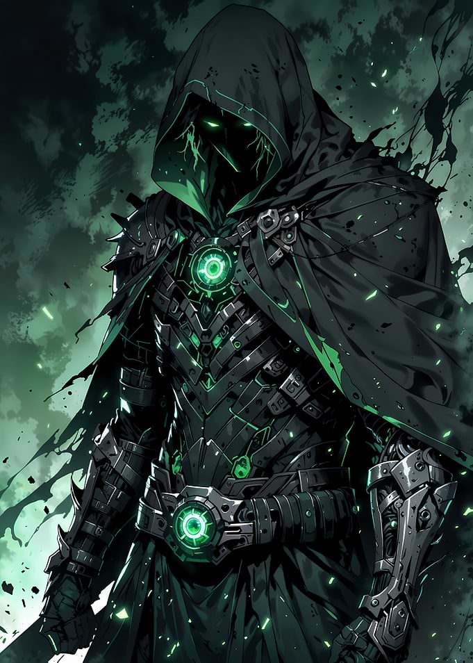 Dark Knight with Glowing Green Accents