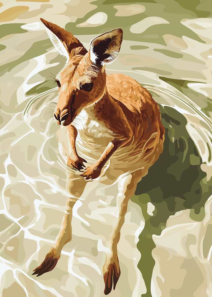 Kangaroo in Water Digital Art