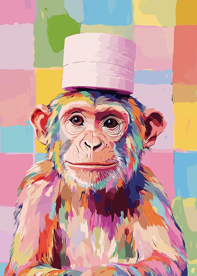 Colorful Monkey with Toilet Paper Hat
