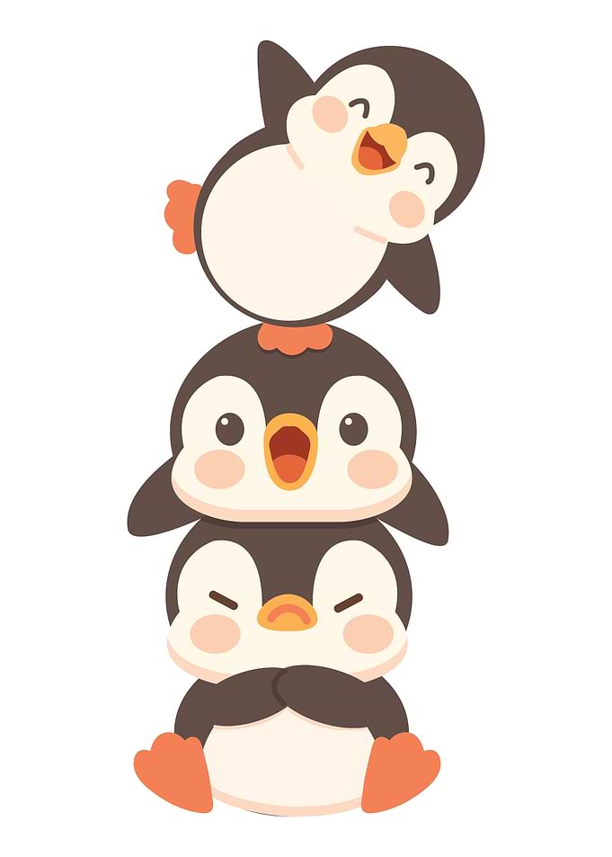 Stacked Cartoon Penguins