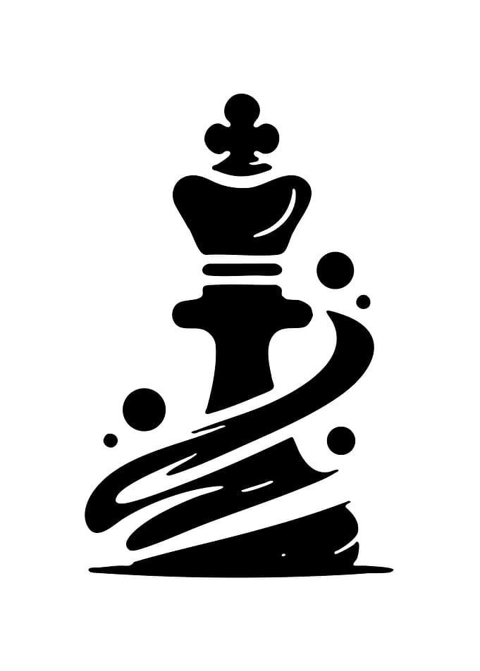 Chess King Piece Black and White
