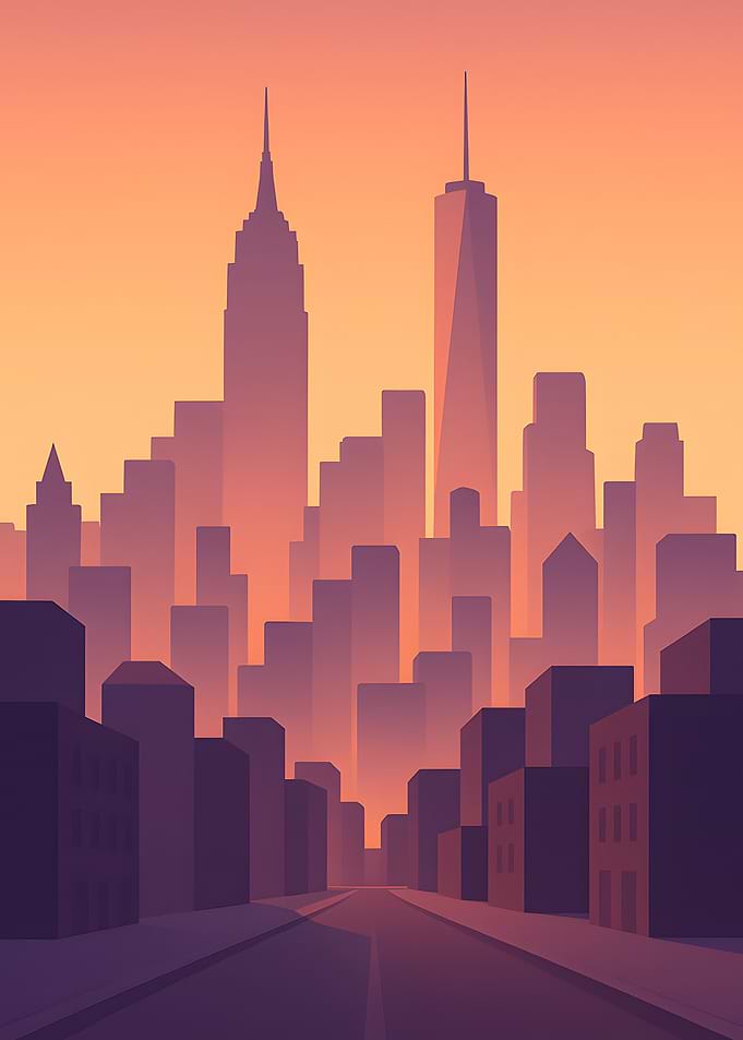 Cityscape Silhouette at Sunset