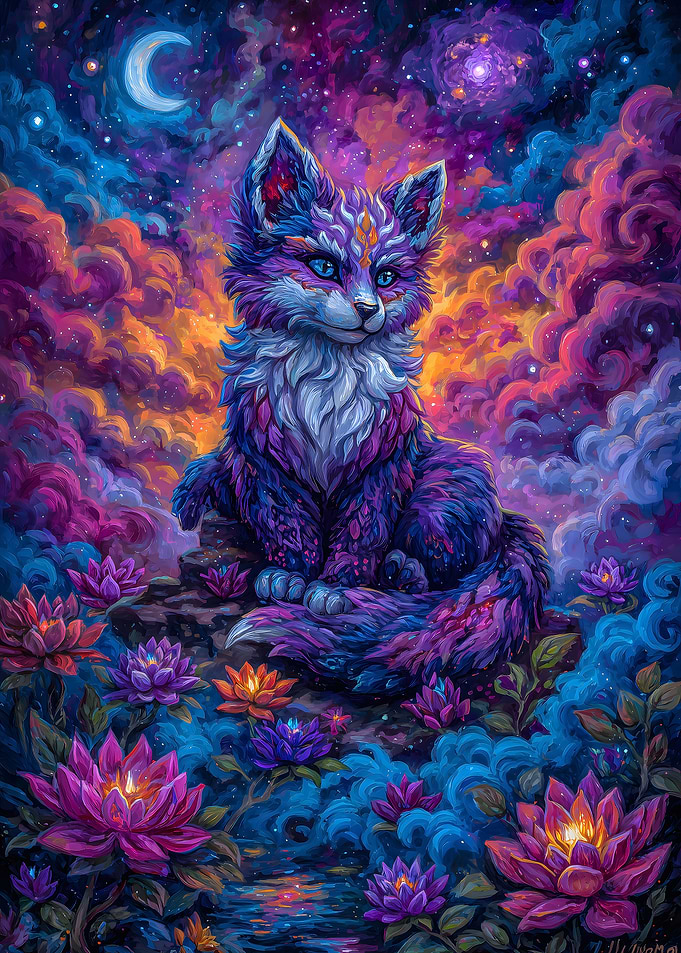 Celestial Fox in Lotus Garden