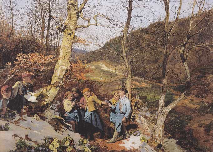 Children Playing in a Forest Painting