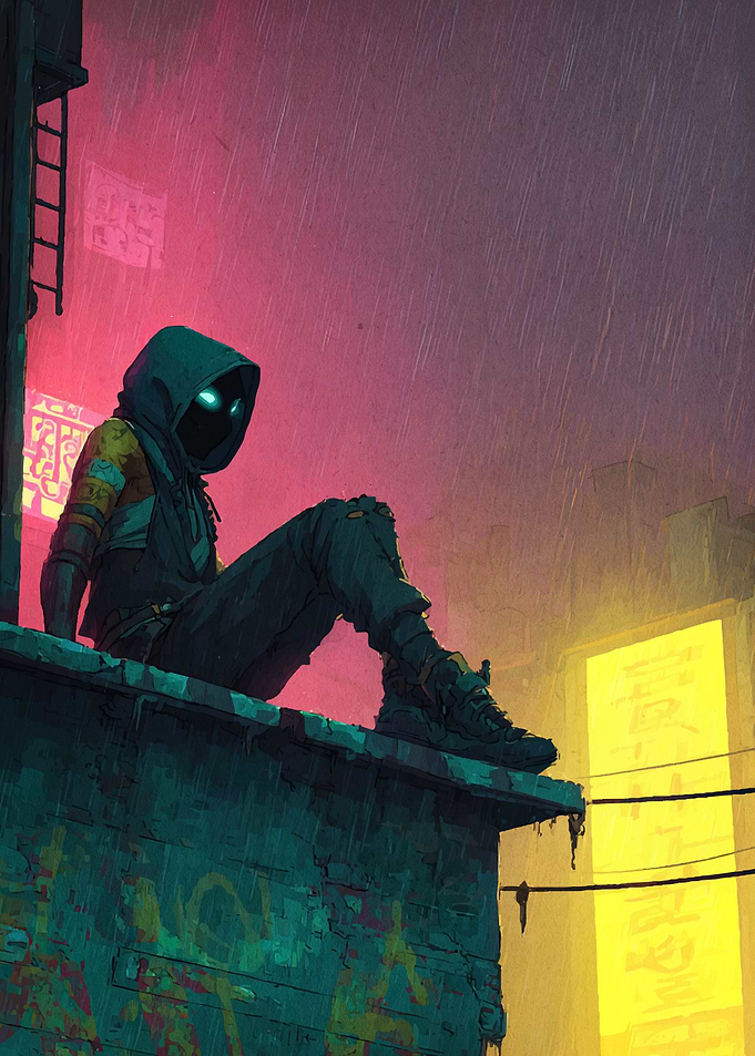 Cyberpunk Rooftop Vigil