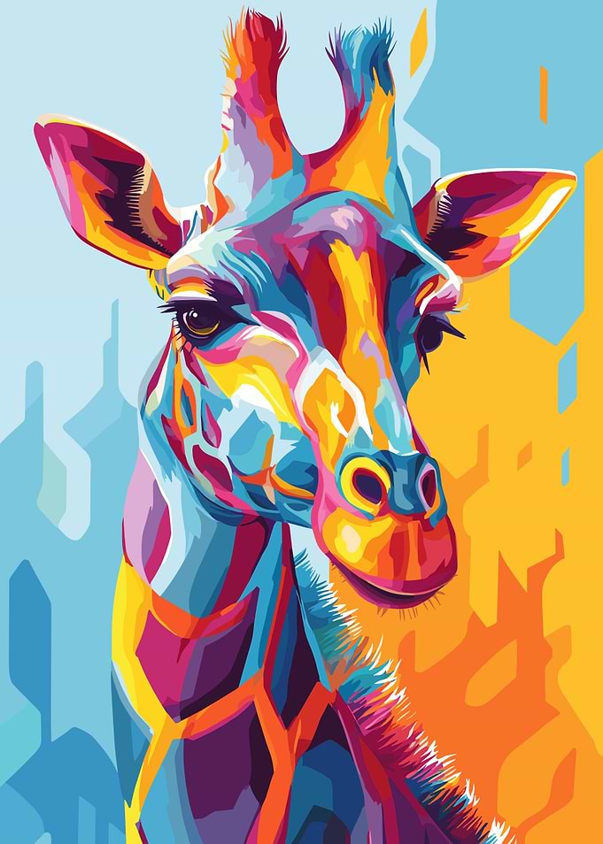 Colorful Giraffe Portrait