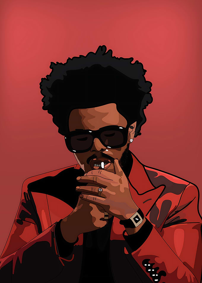 The Weeknd Cartoon Portrait