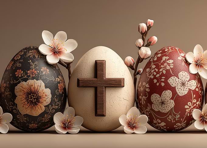 Elegant Easter Eggs with Floral Accents