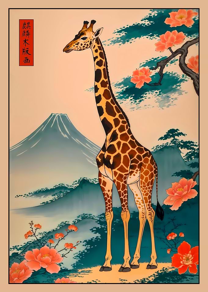Giraffe Japanese Ukiyo-e