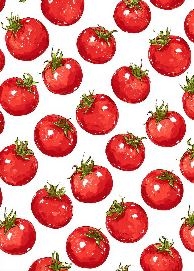 Tomato Pattern on White Background