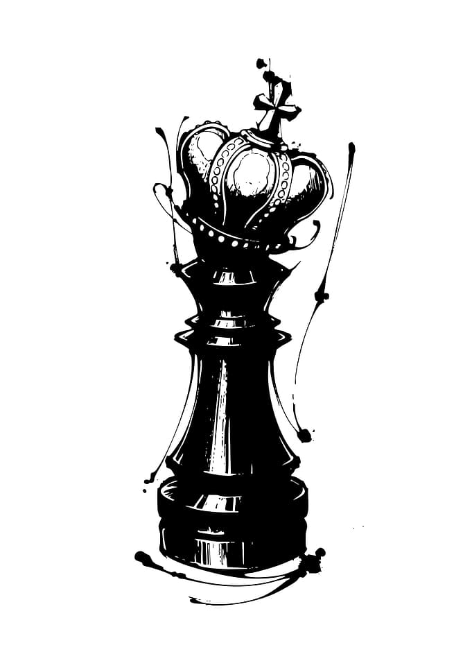 Black Chess King Ink Illustration