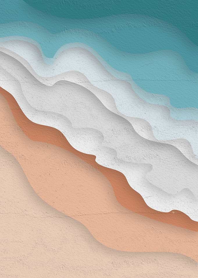 Abstract Beach Scene with Waves