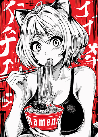 Anime Girl Eating Ramen