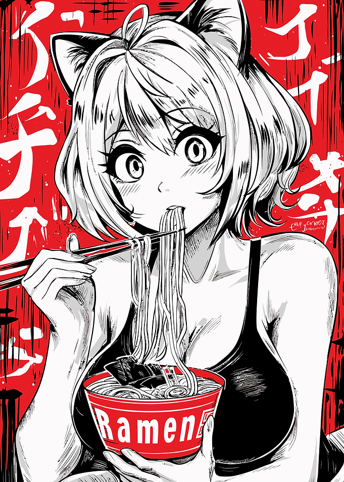 Anime Girl Eating Ramen