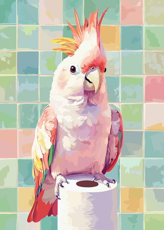 Pink Cockatoo on Toilet Paper Roll