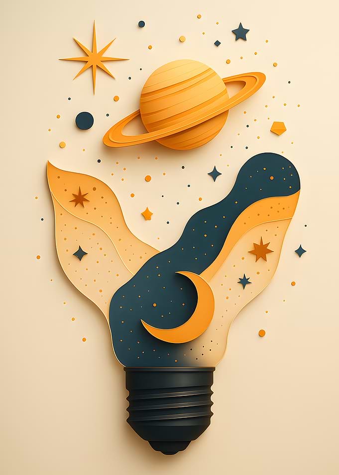 Cosmic Lightbulb Paper Art