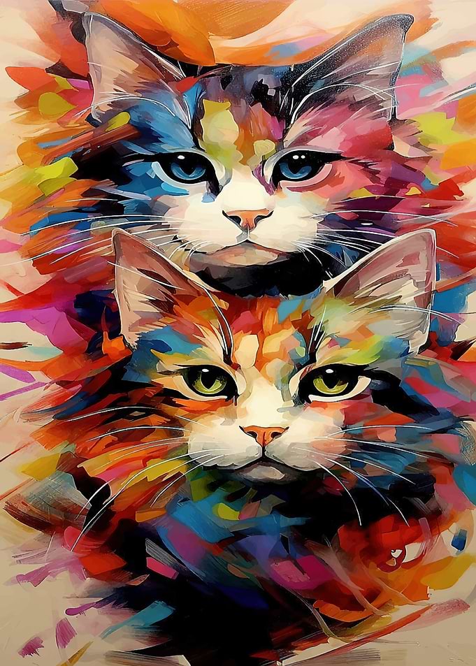 Colorful Cats Portrait