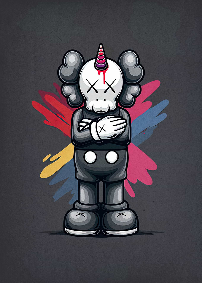 KAWS-inspired Unicorn Character Art