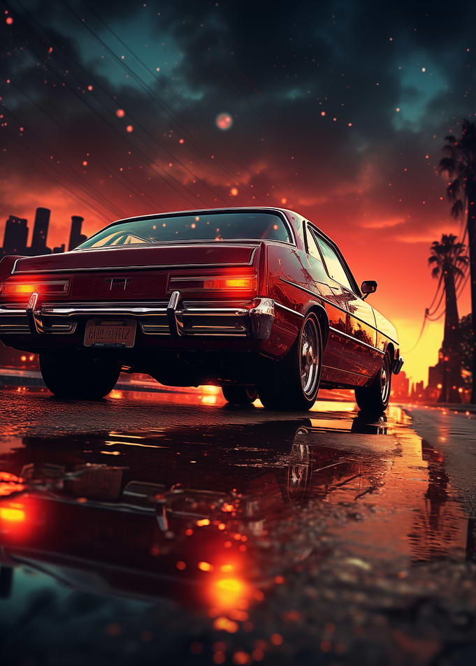 Classic Car at Sunset