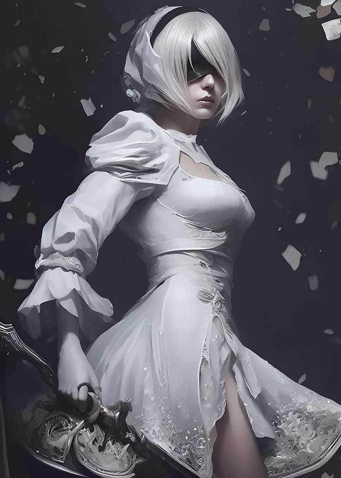2B Nier Automata White Dress