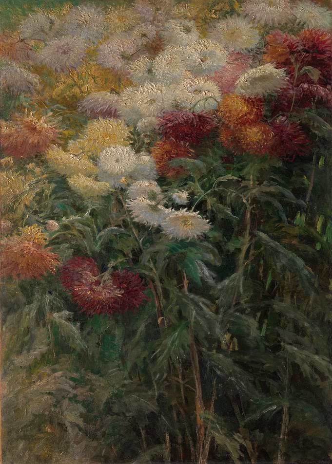 Chrysanthemums in Garden Painting