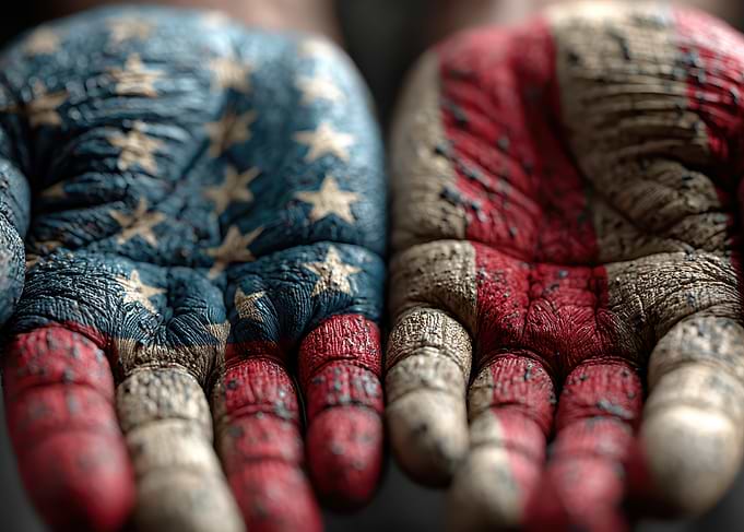American Flag Painted on Hands