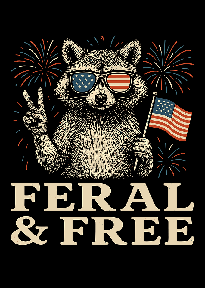 Feral and Free Patriotic Raccoon