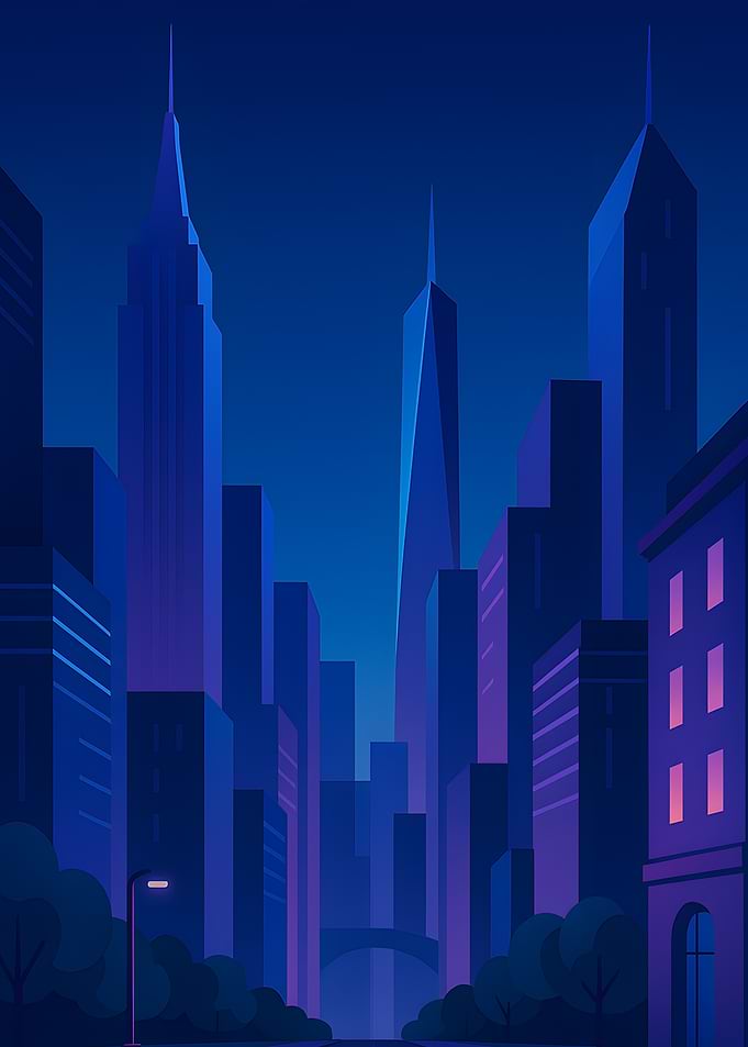 Blue Cityscape at Night