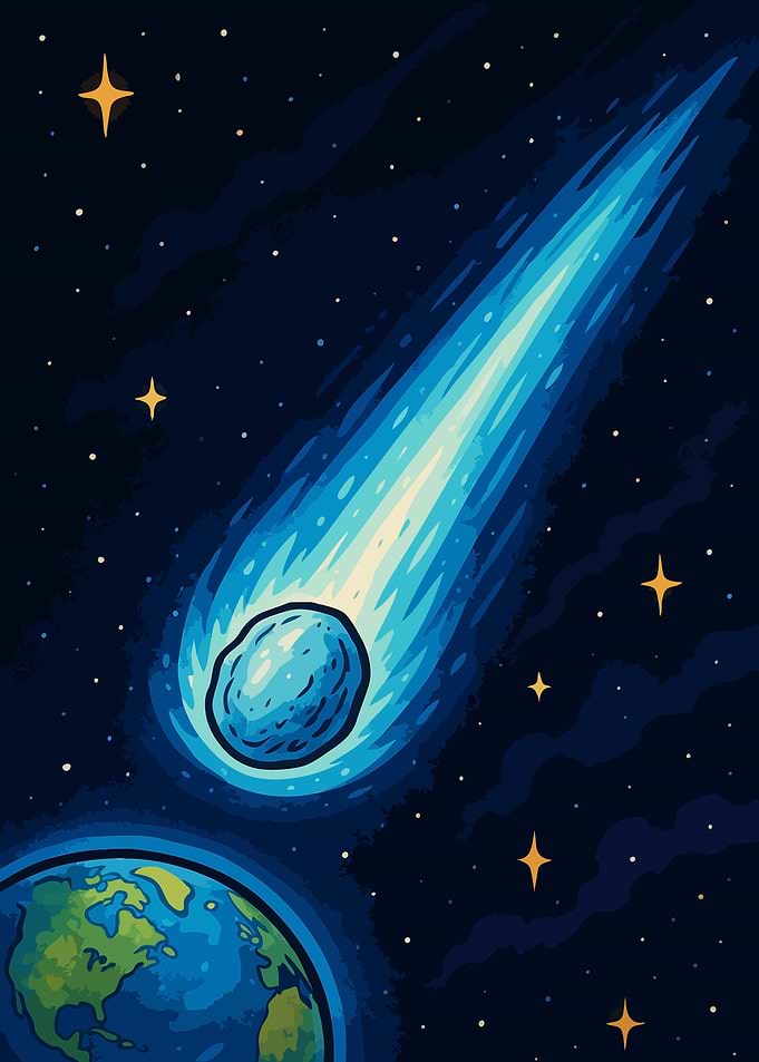 Comet hurtling towards Earth illustration