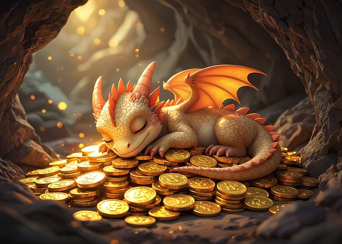 Sleeping Dragon on Gold Coins