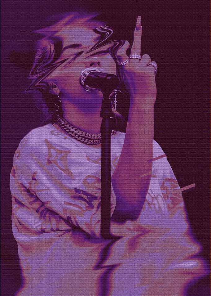 Billie Eilish Glitch Art Portrait