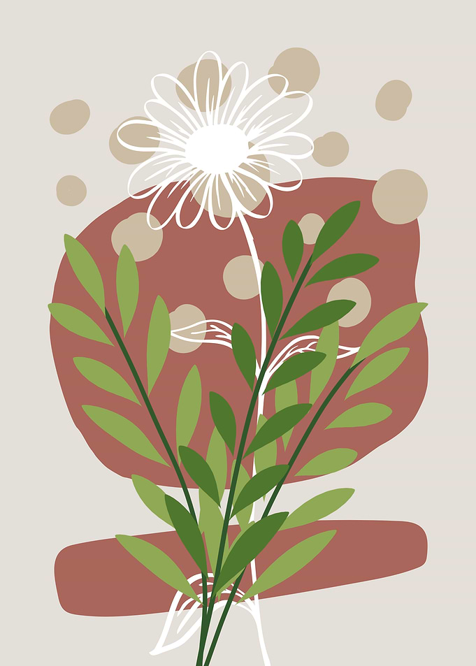 Abstract Floral Art with Daisy