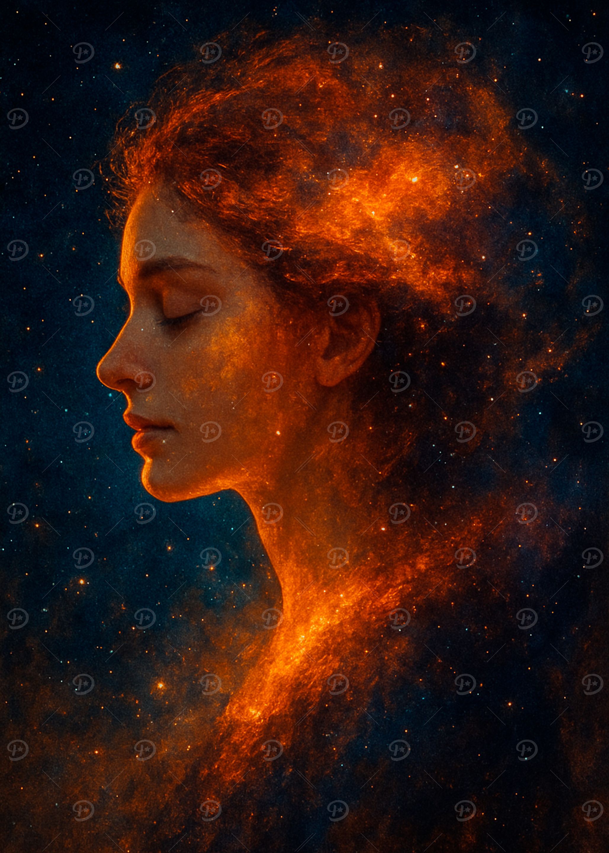 Celestial Silence – Portrait in Nebula Flow