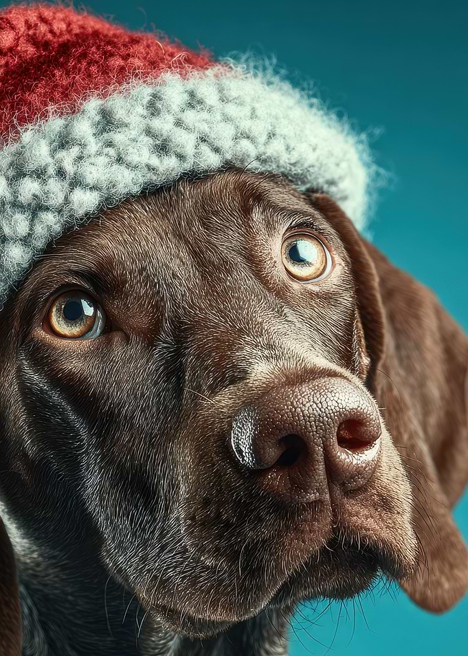 Dog with Christmas hat portrait