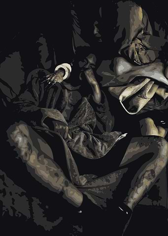 Person Sitting in Dark, Moody Lighting