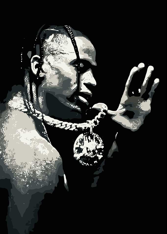 Travis Scott Monochrome Portrait