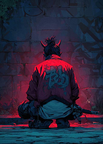 Cyberpunk Oni Back View