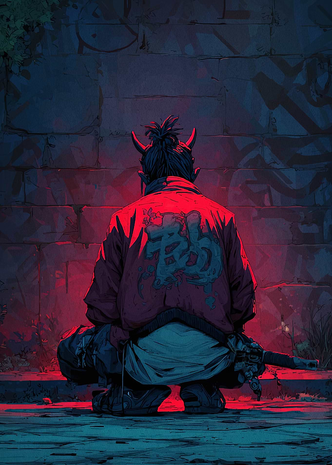 Cyberpunk Oni Back View