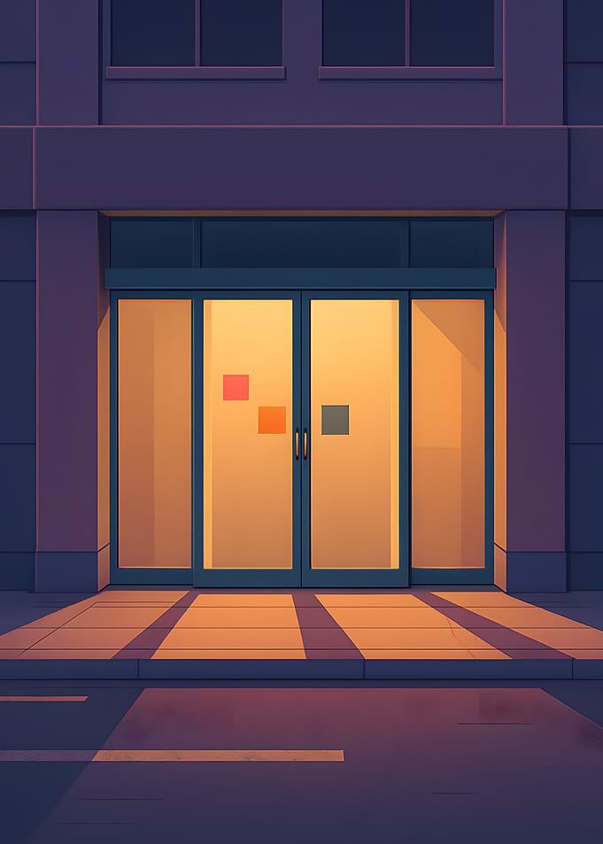 Building Entrance with Warm Light