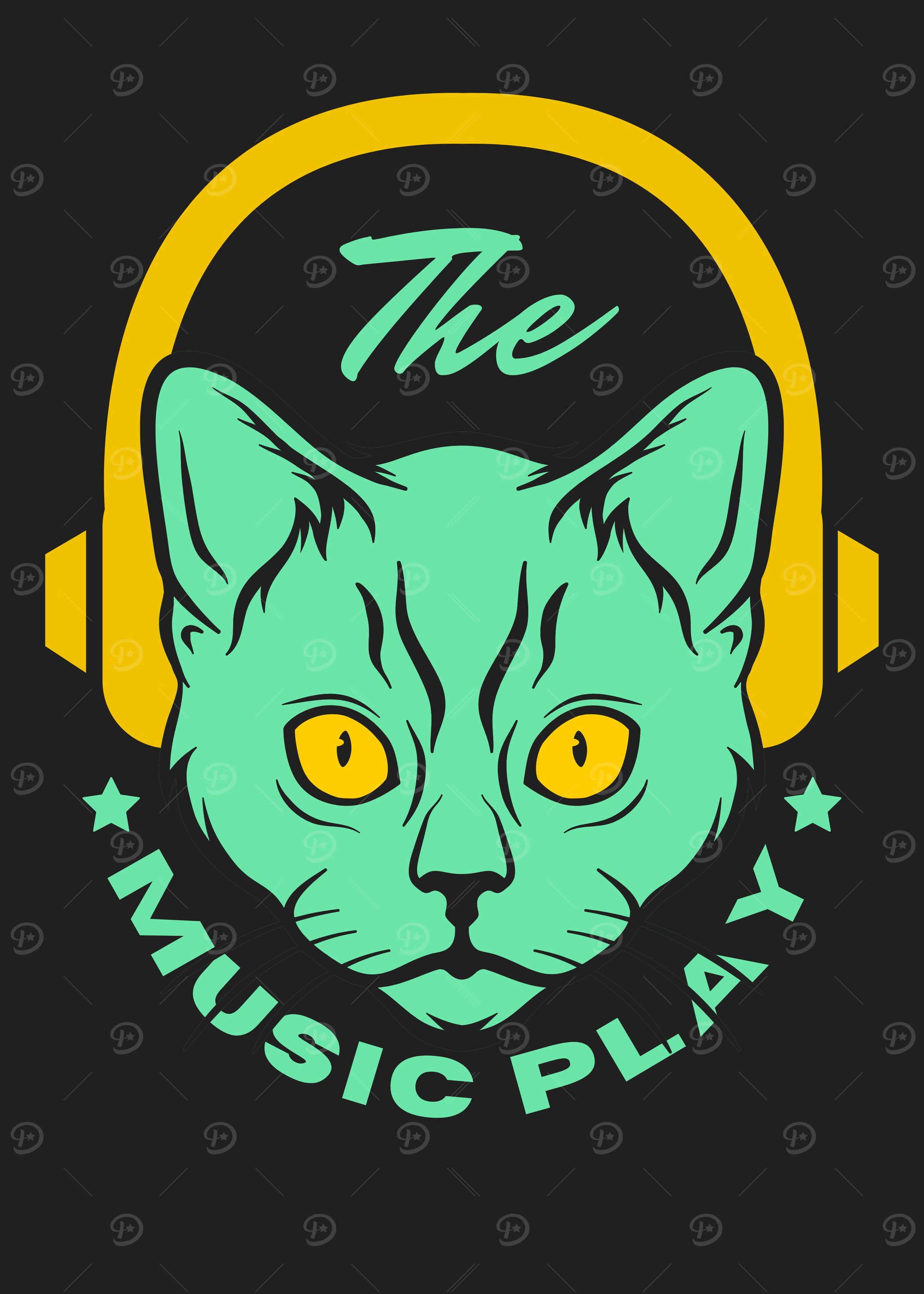 Cat with Headphones - Music Play