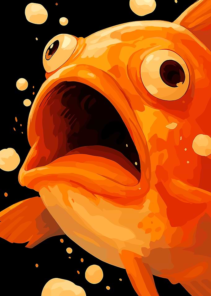 Surprised Orange Fish with Open Mouth