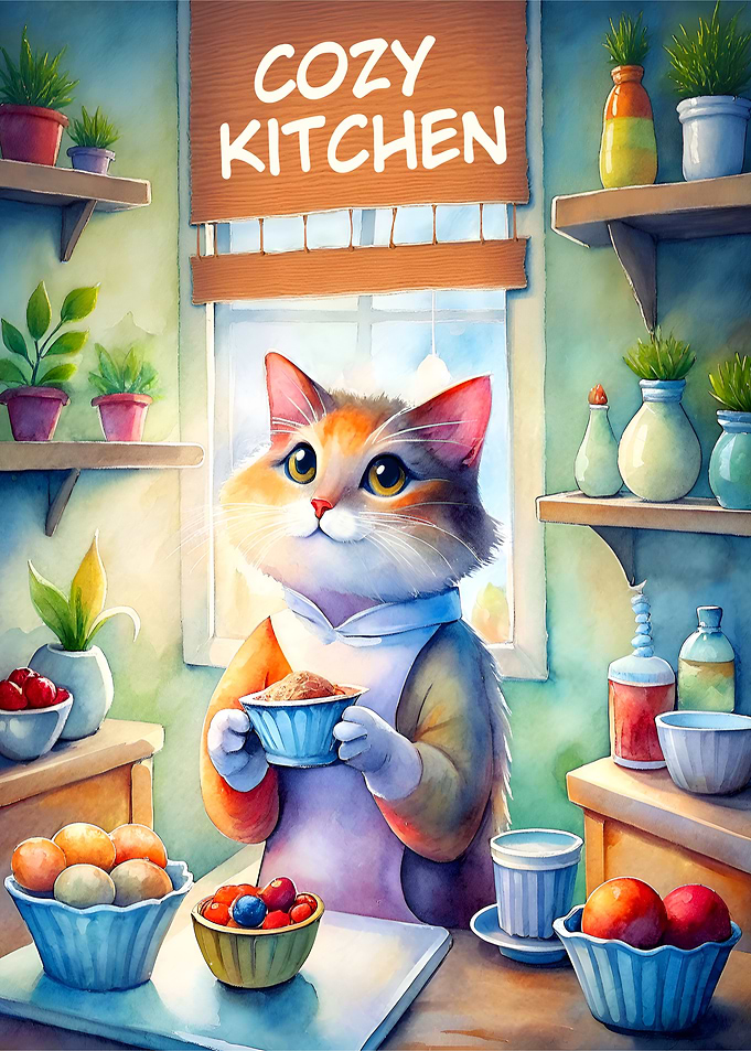 Cozy Kitchen Cat Chef