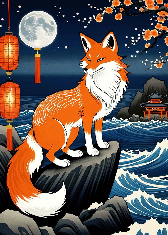 Fox Japanese Landscape