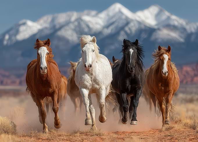 Wild Horses Running in the Desert