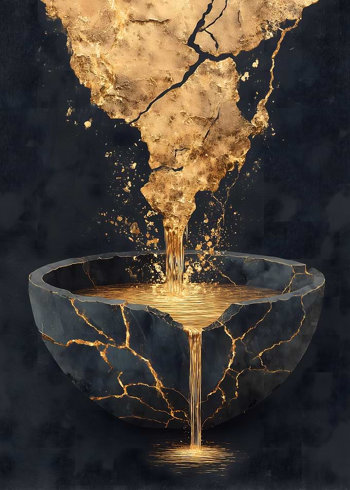 Golden Liquid Cracked Bowl