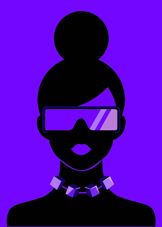 Back to the Future - Woman Silhouette with Futuristic Glasses
